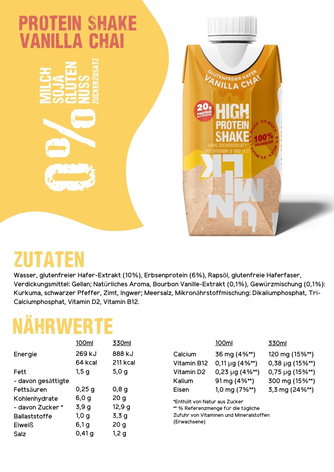 Vegan Protein Shake Vanilla Chai Monats Boxen – Unmilk