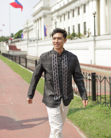 Black embroidered coat from Kultura (Php 9999.75)