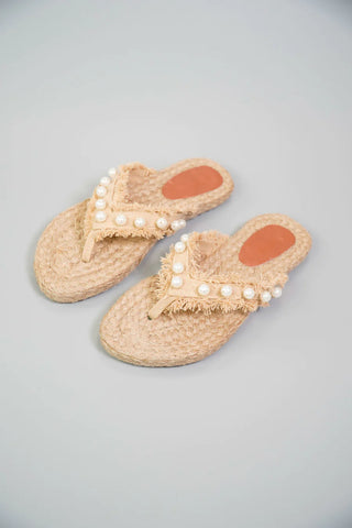 Abaca Flats with Pearl Straps