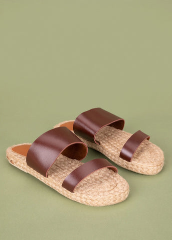 Abaca Slides with Leather Double Straps