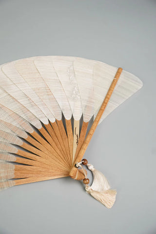 Embroidered Fishtail Abaca Fan with Tassel