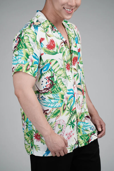Men's Tropical Print Polo Shirt