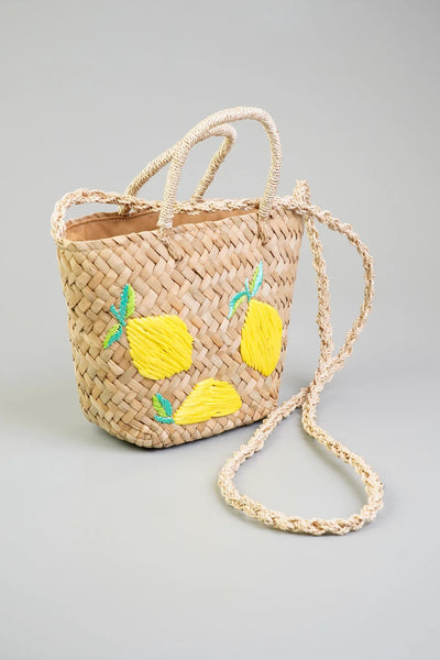 Brown Sling Bankuan Sawali Bag with Lemon Crochet