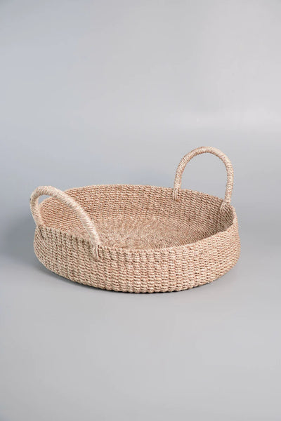 Abaca Round Tray with Handle