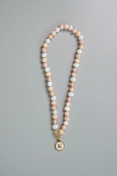 Pearl Necklace with Letter Pendant