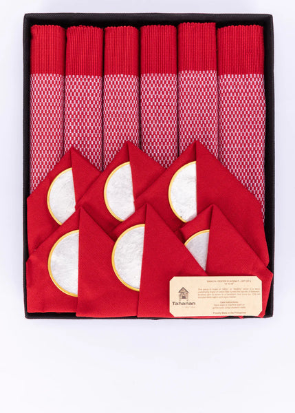 Red Binacol Placemats with Napkins and Coasters