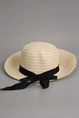 Straw Hat with Ribbon