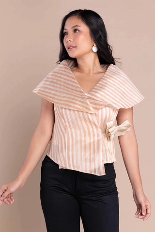 Women's Peach Modern Abaca Wrap Top