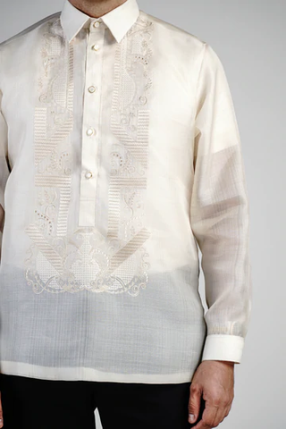 Men's Silk Cocoon with Collar Embroidered Barong