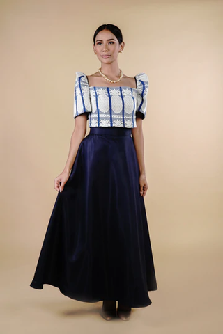 Women's Traditional Mikado Blue Gore Skirt | Women's Inabel Ethnic Top