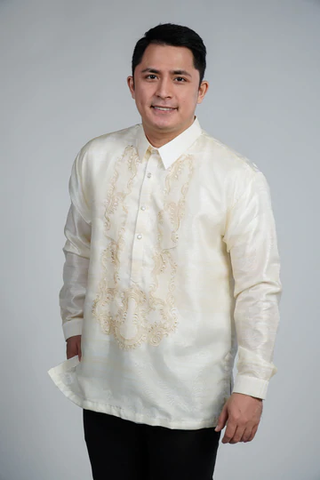 Men's Pina Cocoon Silk with Collar Embroidered Barong
