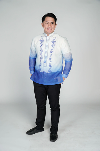 Men's Monochromatic Pina Frosted Embroidered Barong