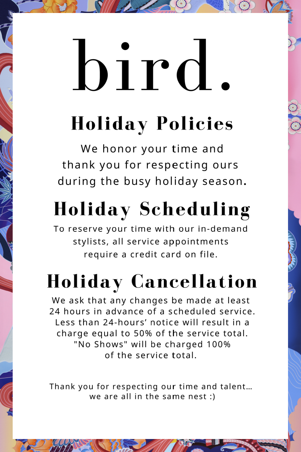Holiday Policies