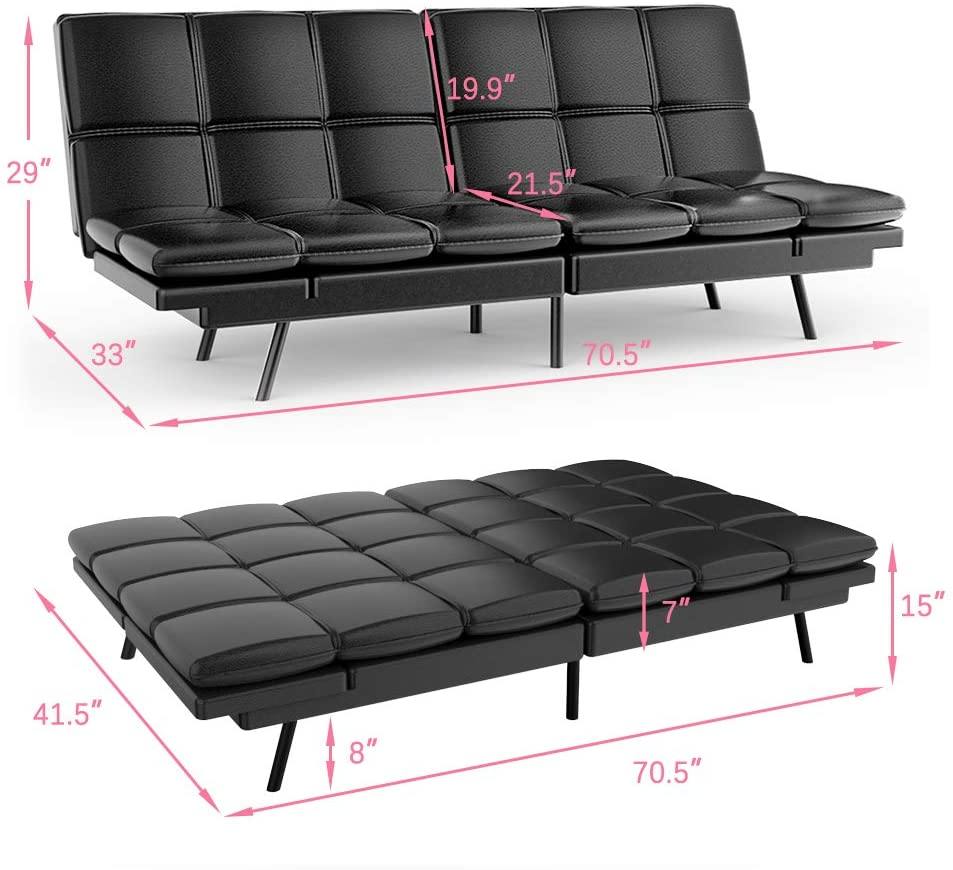 Milemont Futon Sofa Bed Memory Foam Couch Sleeper Daybed Foldable Co