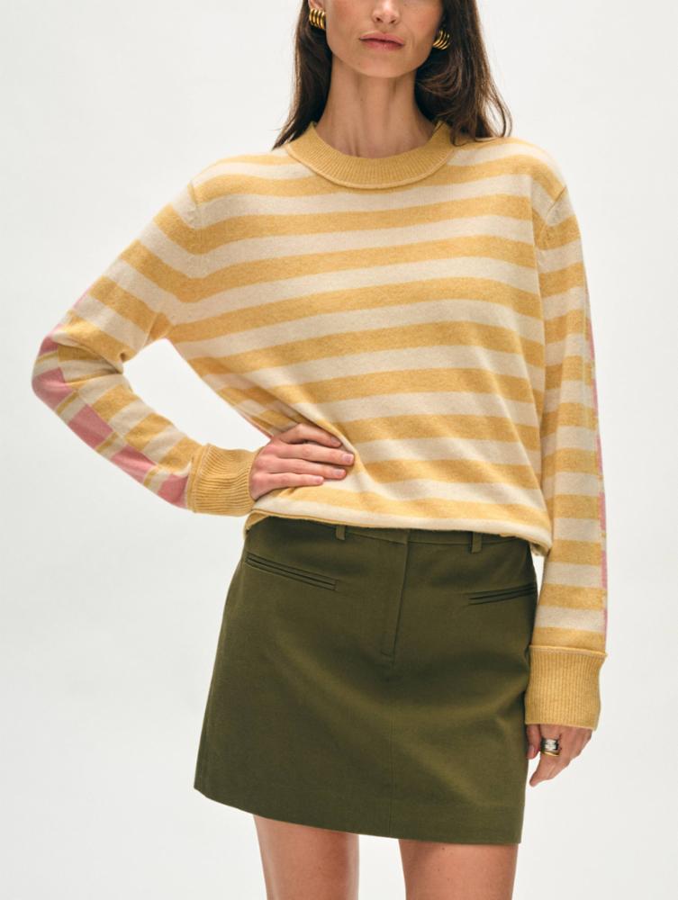 Cashmere Mixed Striped Crew Sweater