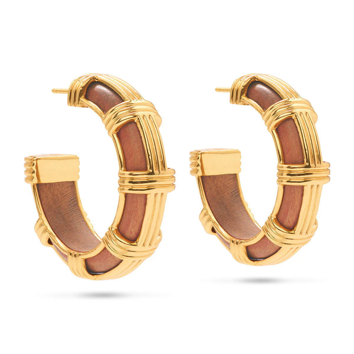 Gaia Cage Hoop Earrings in Teak