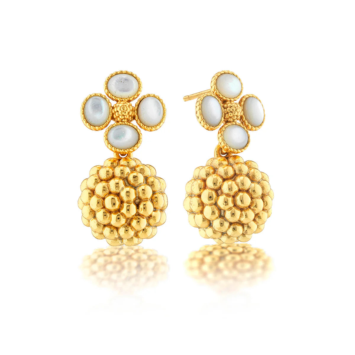 Berry Clover Drop Earrings in Mother of Pearl