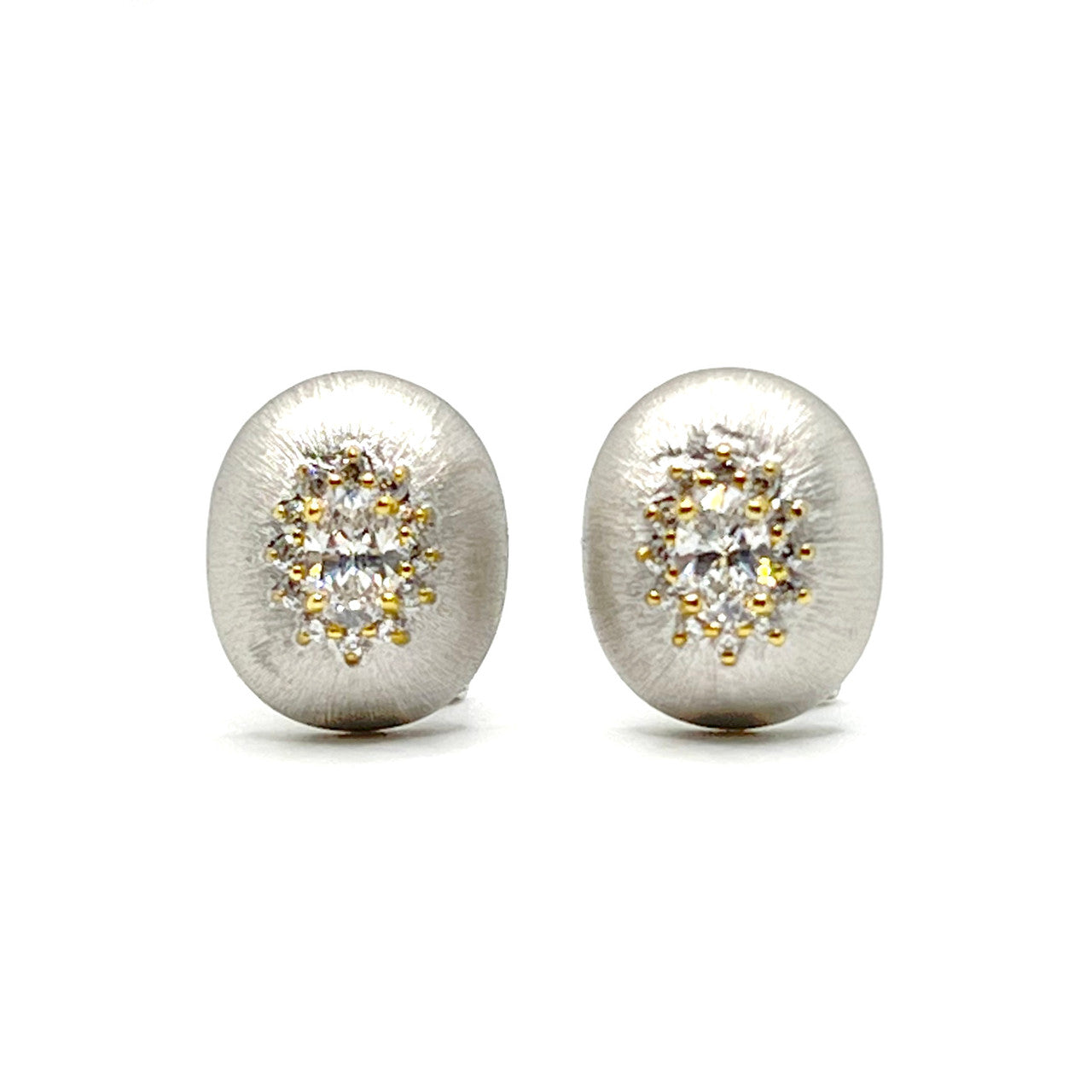 Halo Oval Button Earrings