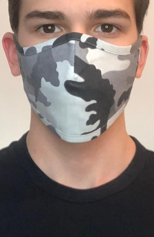 
                
                    Load image into Gallery viewer, Grey Camo Active Fashion Face mask with filter - Thebritishmask
                
            
