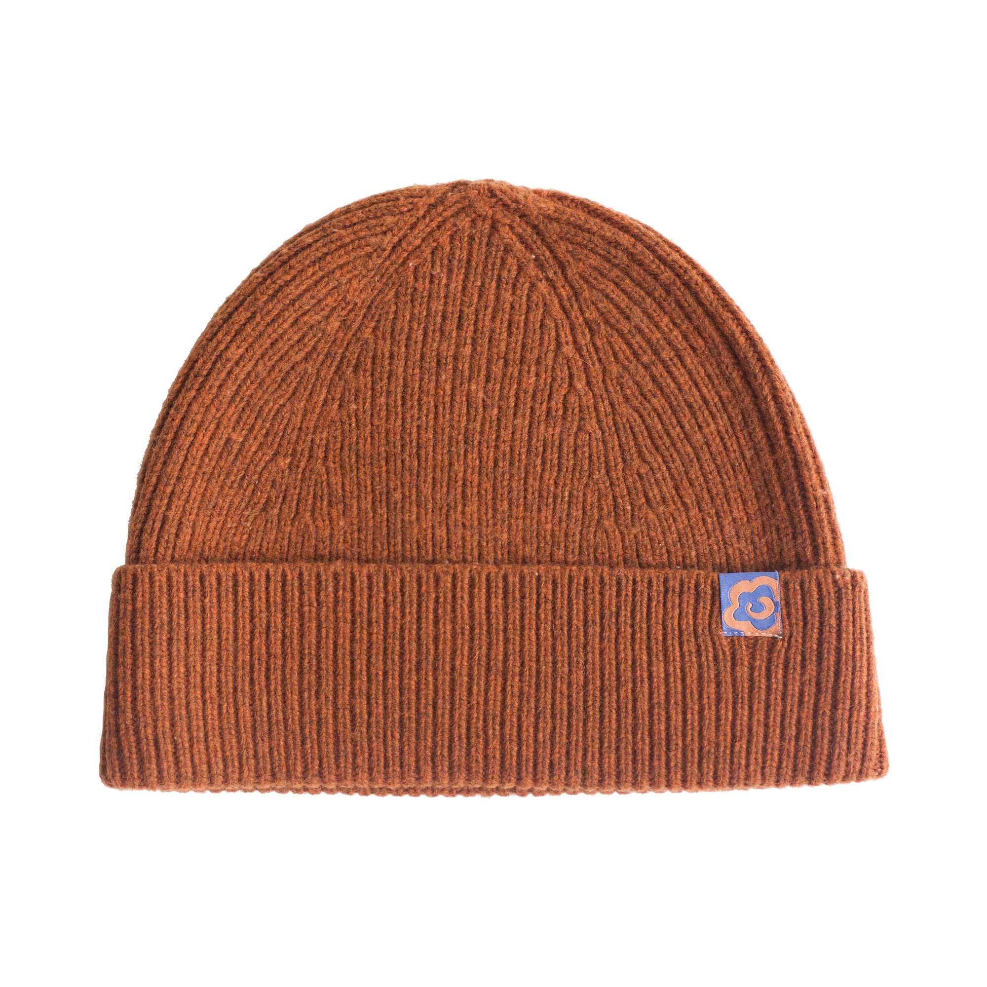 "Extra Fine Marino" Wool Knit Beanie Hat - Burnt Orange product