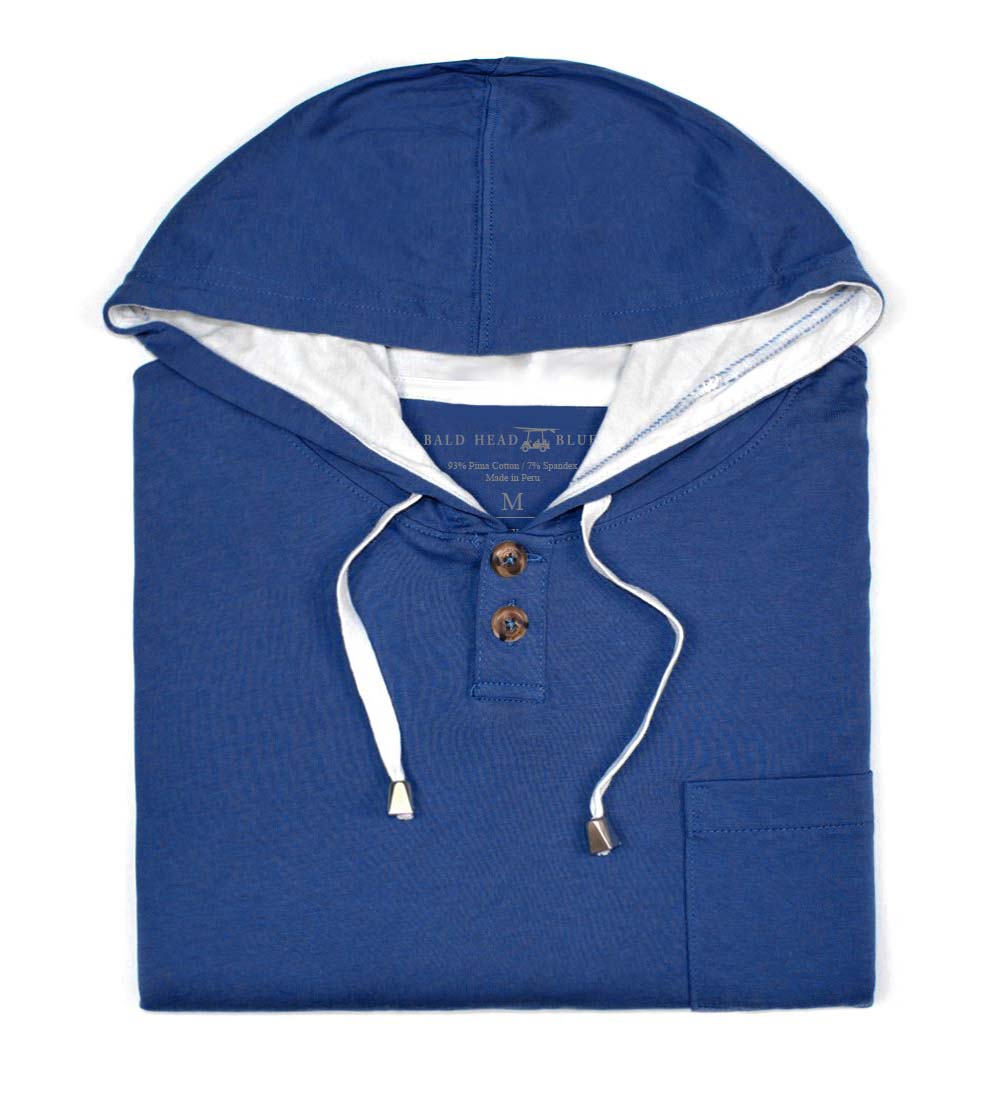 Deep Point Men's Beach Hoodie in Solid Medieval - Bald Head Blues