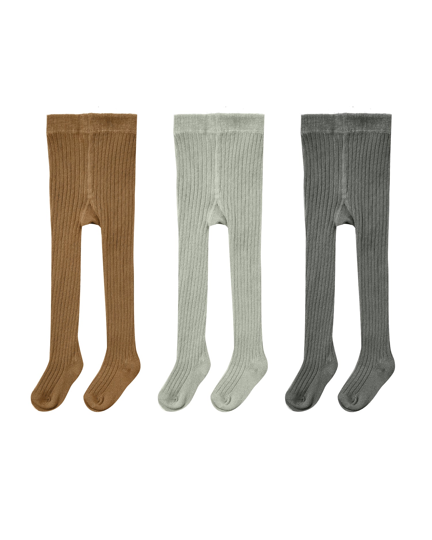 Solid Ribbed Tights   Set of Three