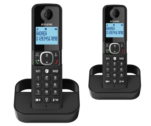 Alcatel Dual Handset Cordless Landline Phone - E395 Duo Black –