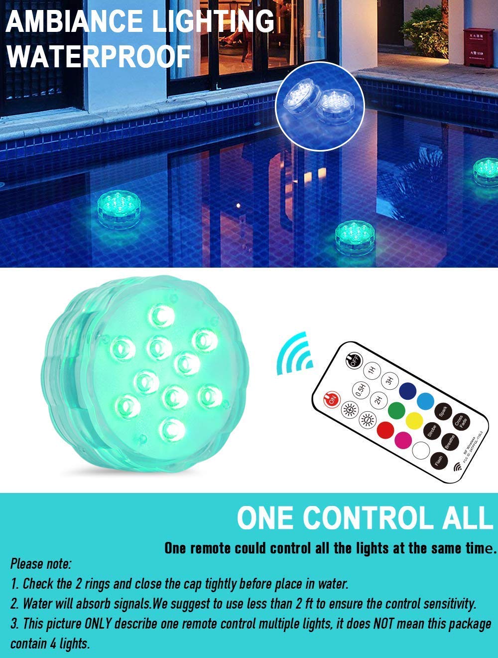 qoolife rechargeable underwater lights