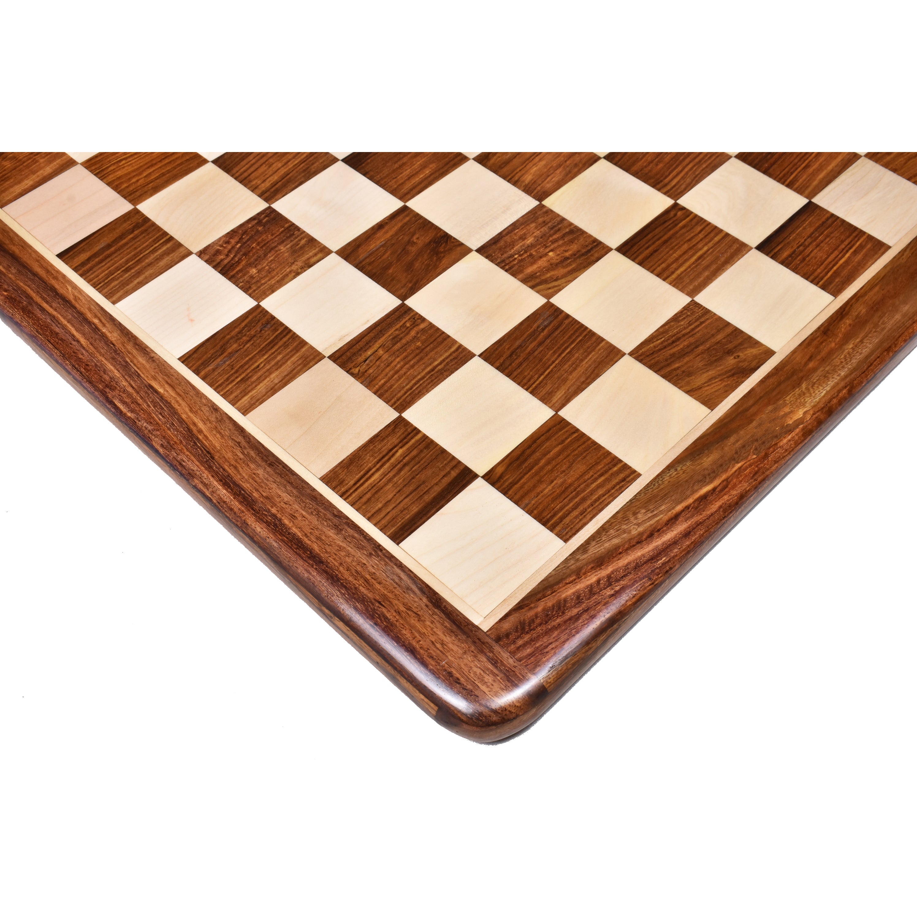 19 Golden Rosewood & Maple Solid Inlaid Wood Chessboard- Algebraic