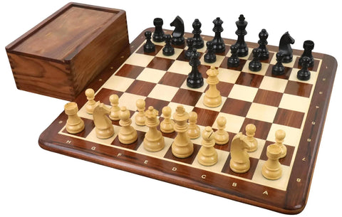 Championship Chess Set Combo - Pieces In Ebonised Boxwood With Board