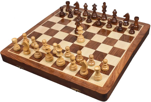 Large Golden Rosewood & Maple Wooden Inlaid Chess Set Board