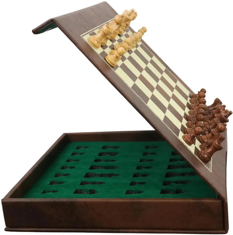 Leatherette Travel Chess Set & Storage