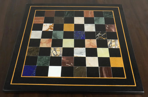 Marble Stone Luxury Chess Board - Black & Multi-Color Stones