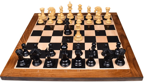 Mogul Luxury Chess Combo Set - Ebony Wood Chess Pieces + Board