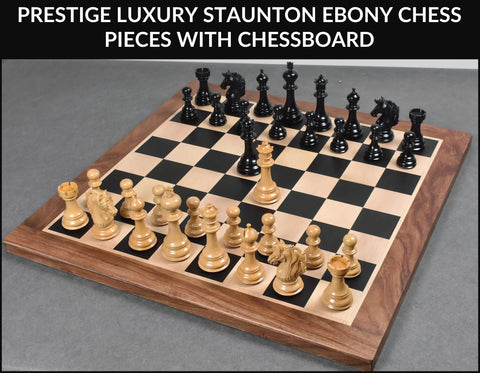 Prestige Luxury Staunton Ebony Chess Pieces With Chessboard