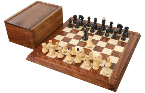 Russian Zagreb Chess Set Combo - Pieces In Ebonised Boxwood With Board