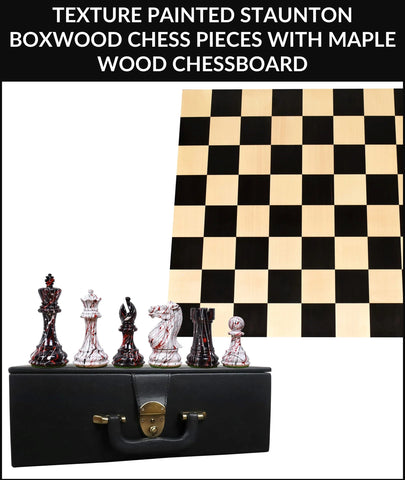 Texture Painted Staunton Boxwood Chess Pieces with Maple Wood Chessboard