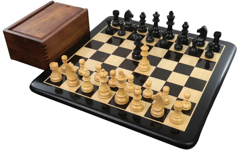 Tournament Chess Set Combo - Pieces In Ebonised Boxwood With Board