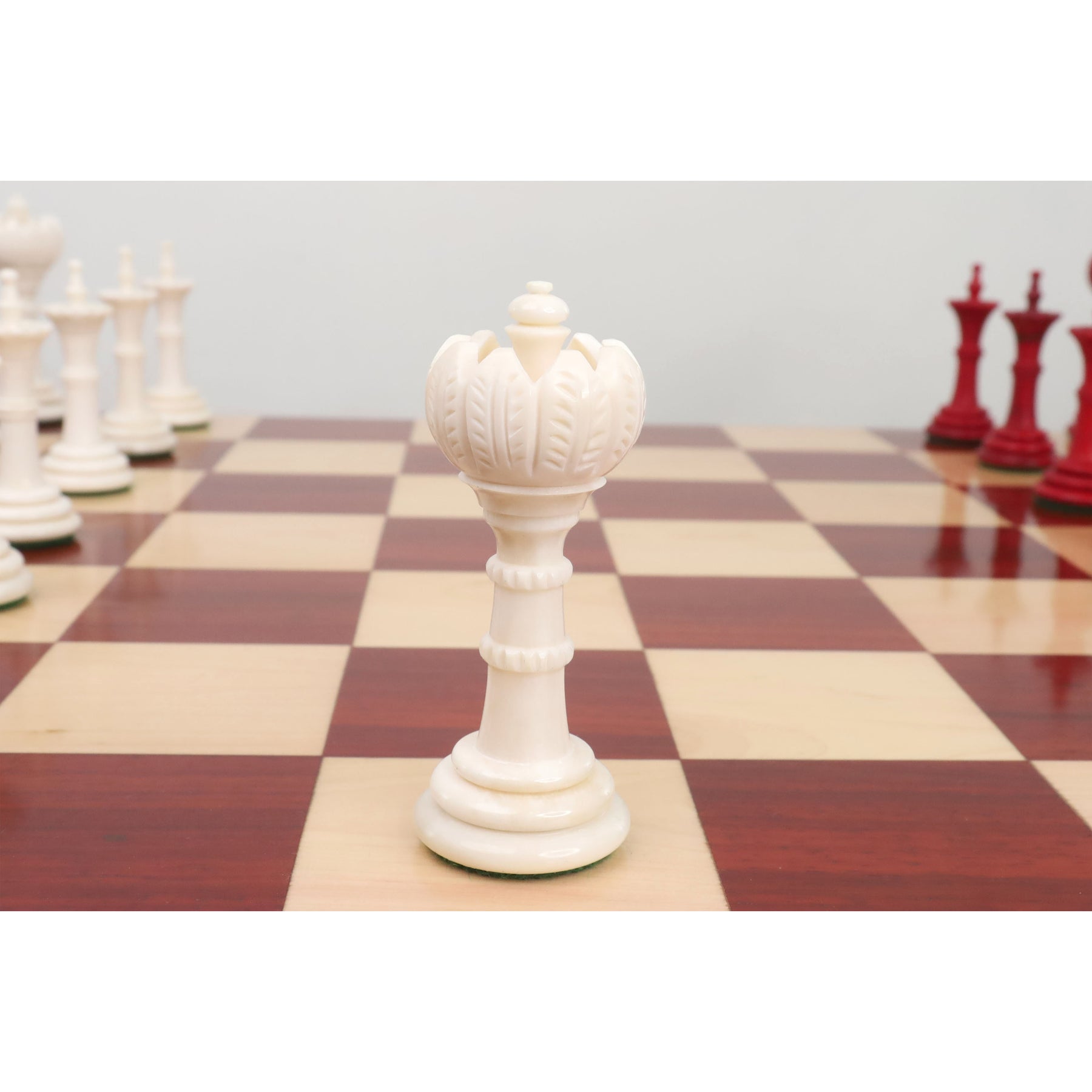 4.6″ Antique Pre-Staunton English Chess Set - Camel Bone- Ivory White