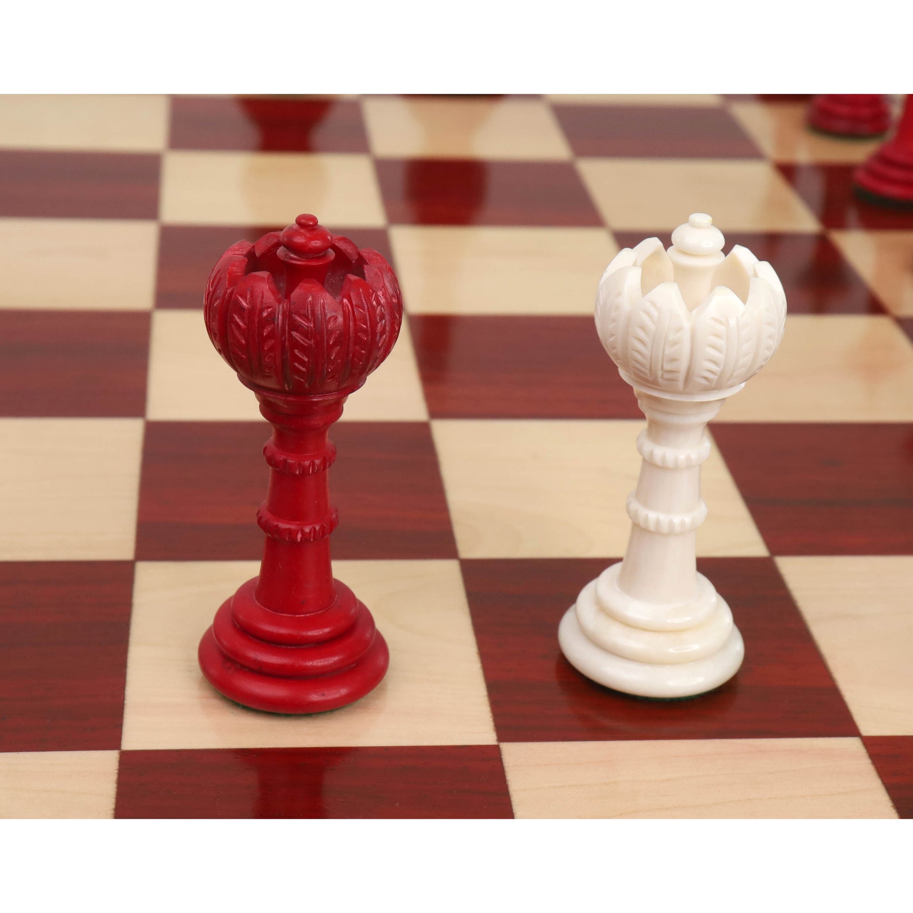 4.6″ Antique Pre-Staunton English Chess Set - Camel Bone- Ivory White