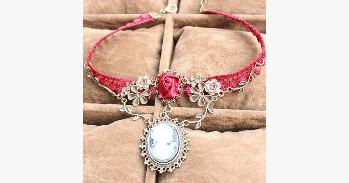 Red Lace Choker Necklace