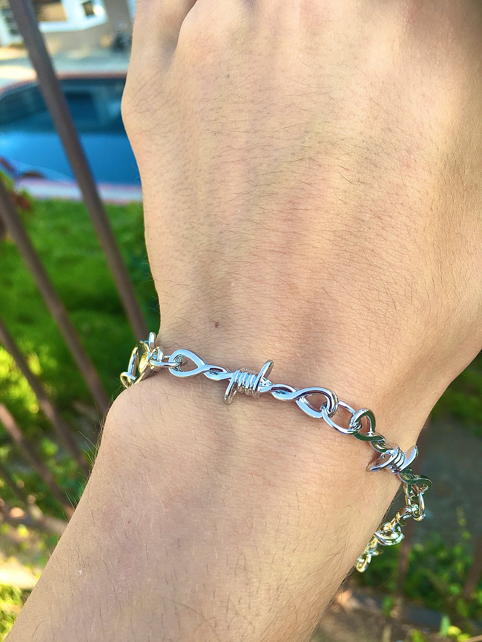Barbed Wire Bracelet With Cuban Links By Statement Collective
