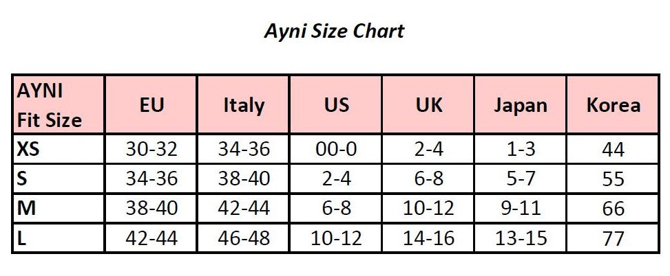 AYNI Size Chart