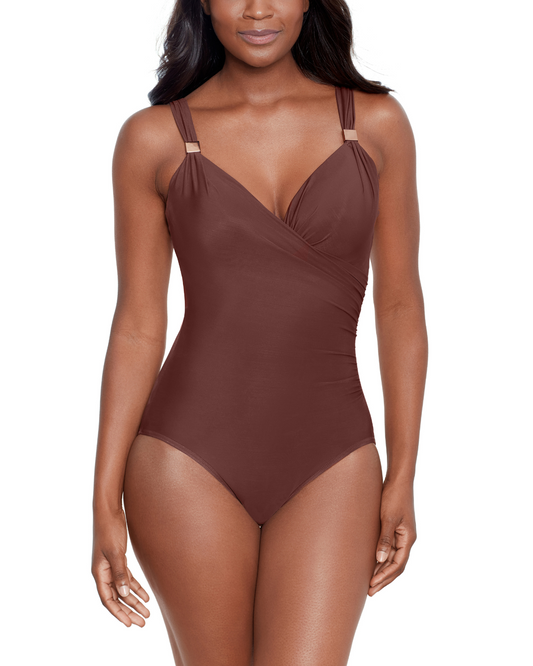 Buy Miraclesuit Brown Scotch Network Jena Tummy Control Swimsuit