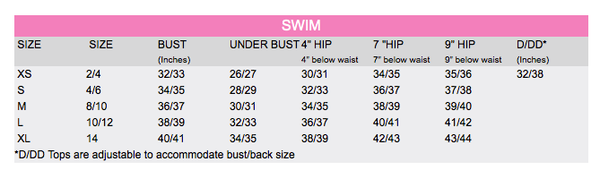 Betsey Johnson Swim Size Chart