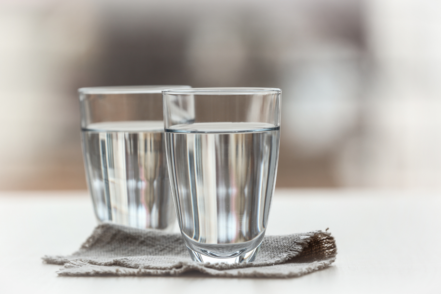 two glasses of filtered and purified water