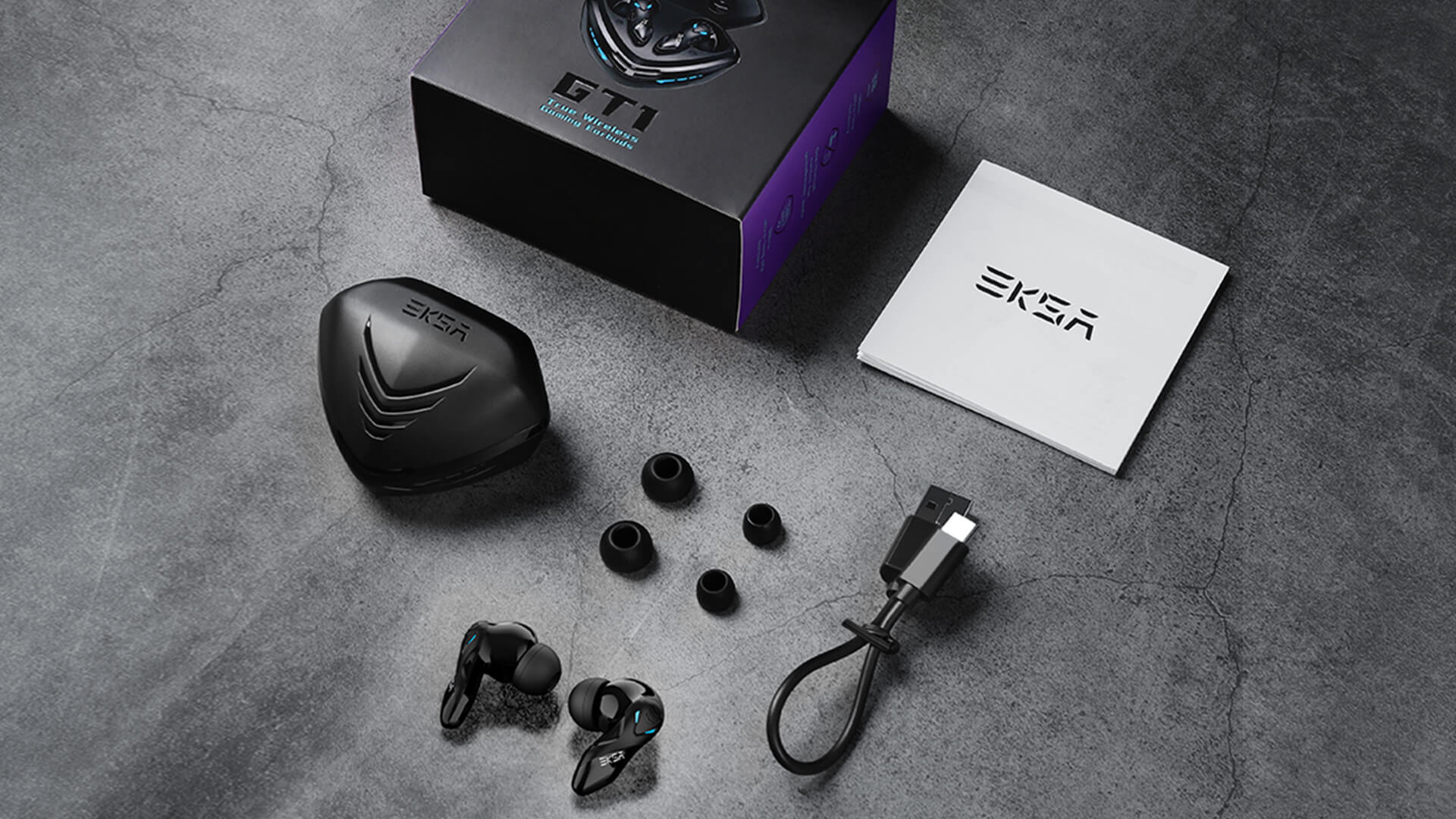 packaging list of gaming earbuds with mic - EKSA GT1