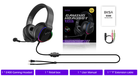 E400 RGB gaming headset packages