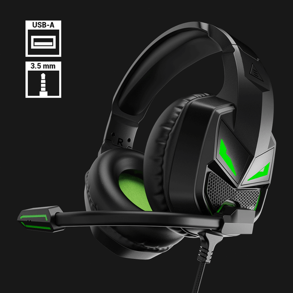 AURICULARES GAMER HEADSET EKSA E1000 V-SURROUND 7.1 RGB PC PS4 VERDE