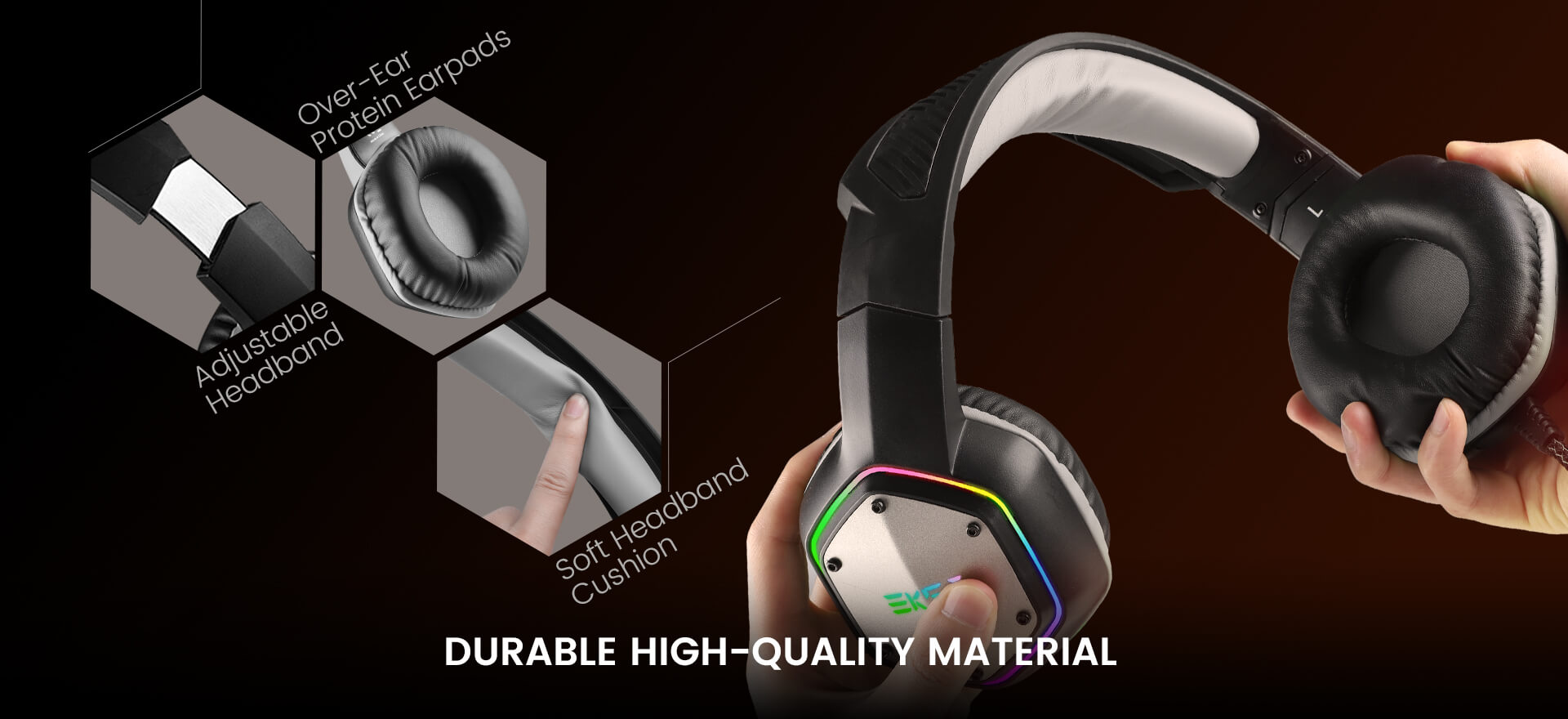 tough and durable EKSA E1000 RGB headset